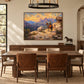 Frontier Overlook artwork displayed near a dining table.