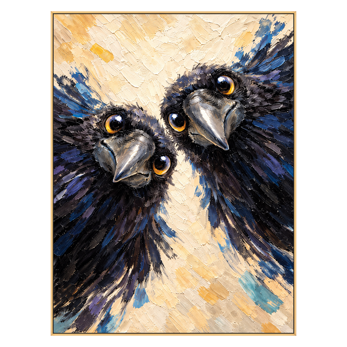 Inquisitive Pair artwork in a gold frame on a transparent background.