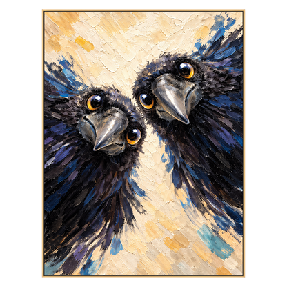 Inquisitive Pair artwork in a gold frame on a transparent background.