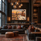 Roadside Repose artwork displayed above sofas in a bar lounge.