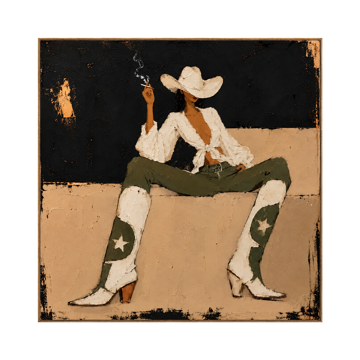 Starboot Muse artwork in a natural wood frame on a transparent background.