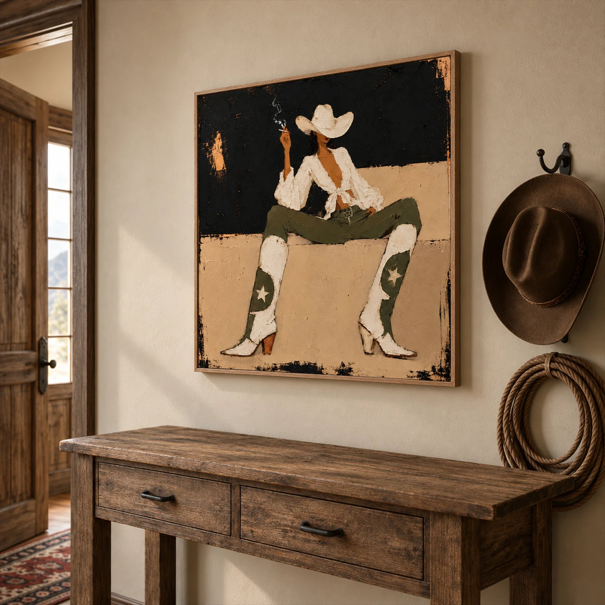 Starboot Muse artwork displayed above a rustic console.