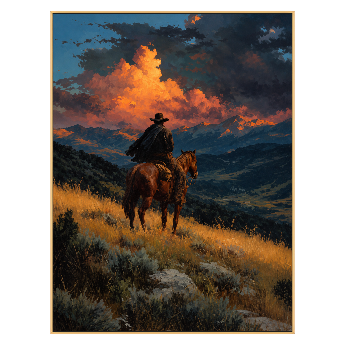 Ember Ridge artwork in a gold frame on a transparent background.