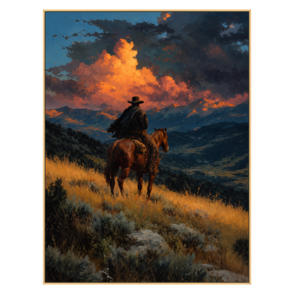 Ember Ridge artwork in a gold frame on a transparent background.