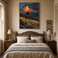 Ember Ridge artwork displayed above a bed.