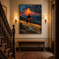 Ember Ridge artwork displayed above a bench near a staircase.