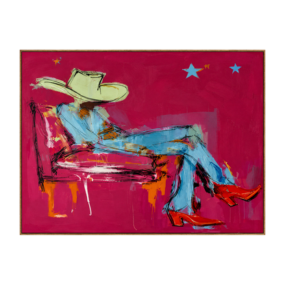 Turquoise Reverie artwork in a natural wood frame on a transparent background.