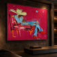 Turquoise Reverie artwork displayed on a textured wall above a console.
