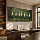 Heron Assembly artwork displayed above a wood desk.