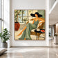 Sage Siesta artwork displayed on a large wall in a bright modern hallway.