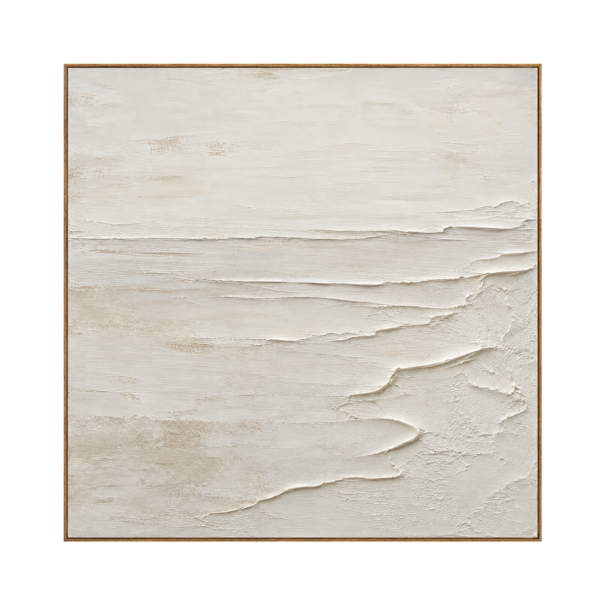 Quiet Foreshore artwork in a natural wood frame on a transparent background.