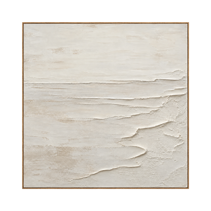 Quiet Foreshore artwork in a natural wood frame on a transparent background.