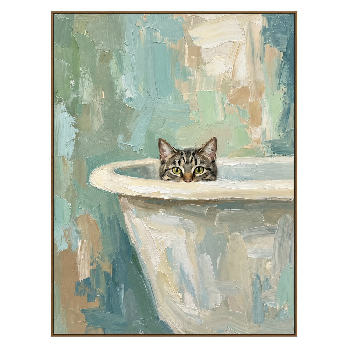 Bathside Peek artwork in a natural wood frame on a transparent background.