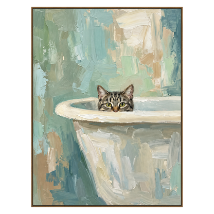 Bathside Peek artwork in a natural wood frame on a transparent background.