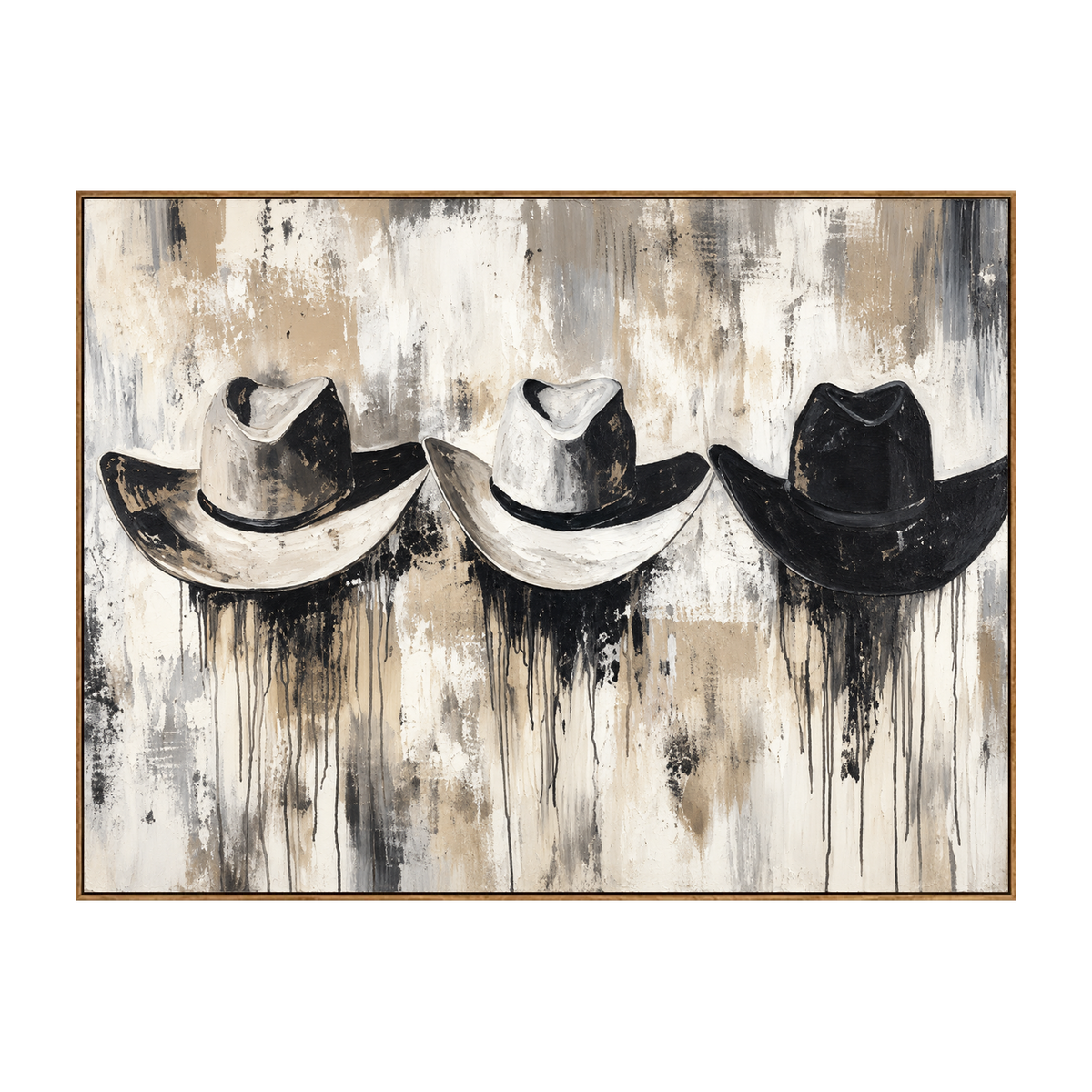 Weathered Brims artwork in a natural wood frame on a transparent background.
