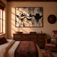 Weathered Brims artwork displayed above a rustic bedroom dresser.