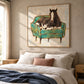 Armchair Steed artwork displayed above a bed.
