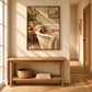 Bubble Repose artwork displayed above a hallway console.