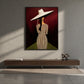 Striped Aperitif artwork displayed above a low console in a gray interior.