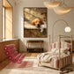 Suds Slumber artwork displayed above a console in a bedroom.