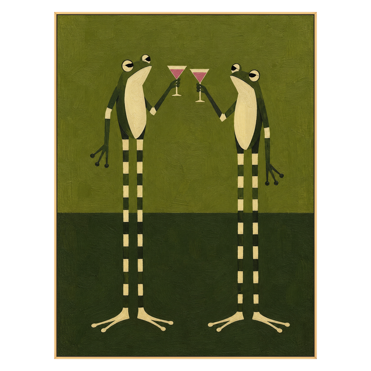 Frog Toast artwork in a gold frame on a transparent background.