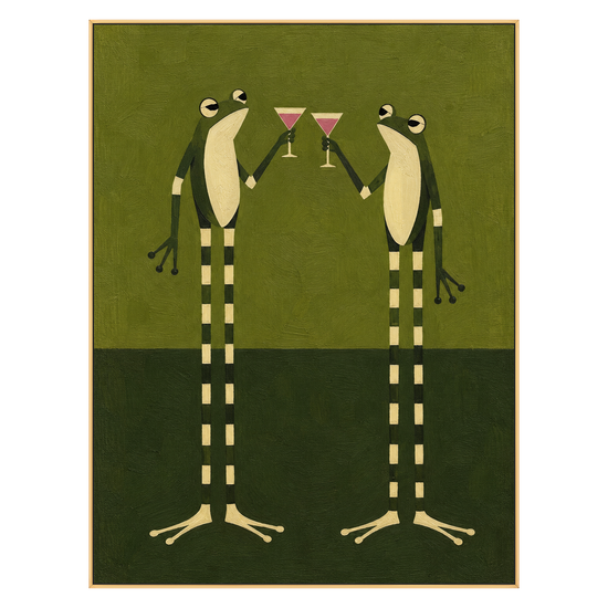 Frog Toast artwork in a gold frame on a transparent background.
