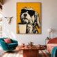 Brew Buddy artwork displayed above a seating area with teal and coral chairs.