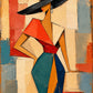 Angular Muse full artwork. A woman beneath a sweeping black hat emerges from a patchwork of angular shapes.
