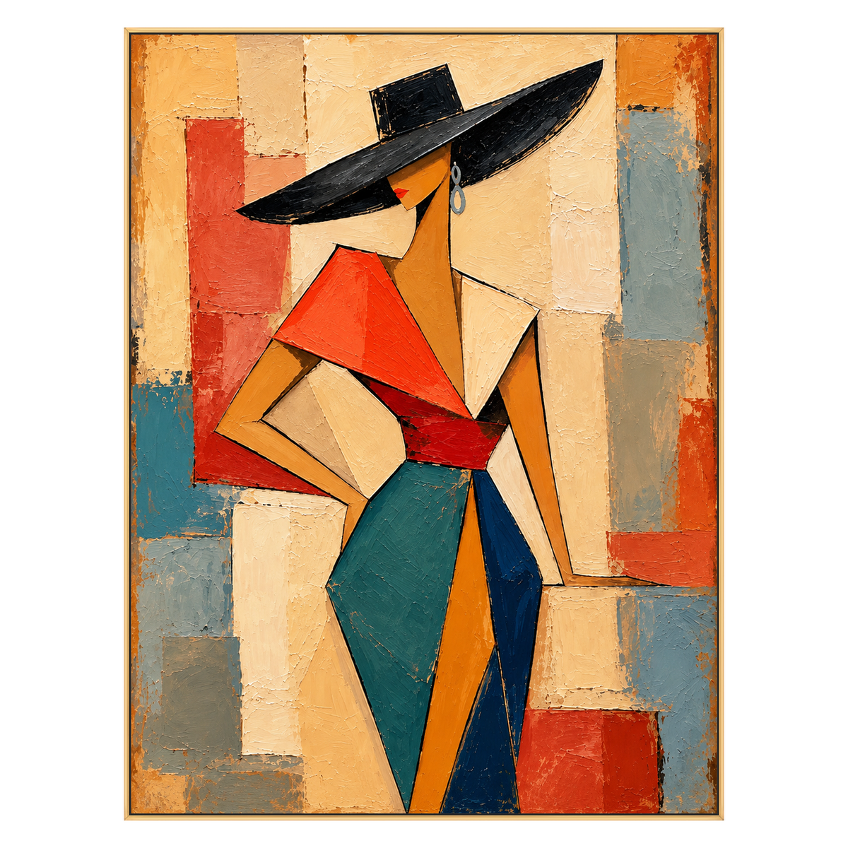 Angular Muse artwork in a gold frame on a transparent background.