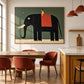Gentle Giant artwork displayed above a dining table beside a kitchen.