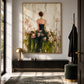 Blossom Reverie artwork displayed above a dark console in an entryway.