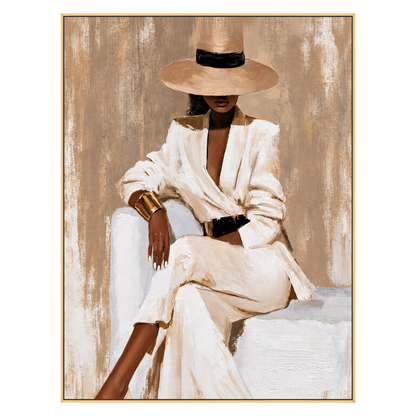 Ivory Composure artwork in a gold frame on a transparent background.
