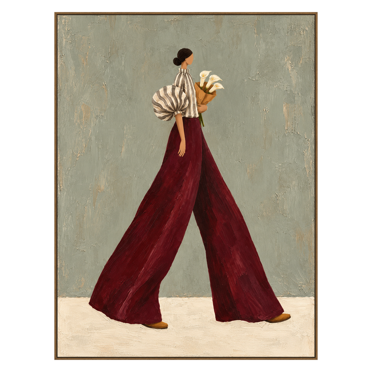 Garnet Stride artwork in a natural wood frame on a transparent background.