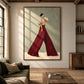 Garnet Stride artwork displayed above a sofa and wooden coffee table.