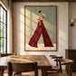 Garnet Stride artwork displayed above a wooden dining table.