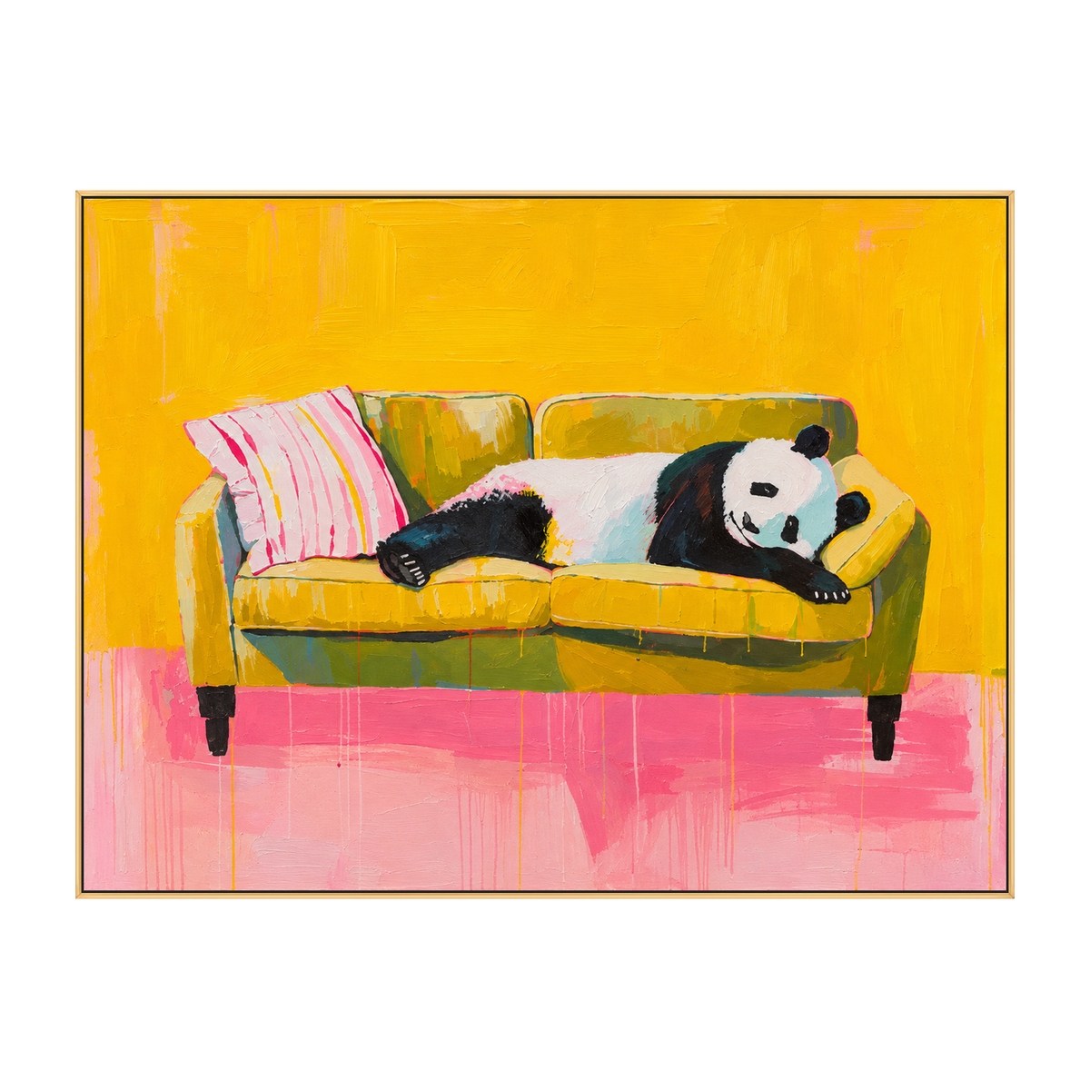 Panda Pause artwork in a gold frame on a transparent background.