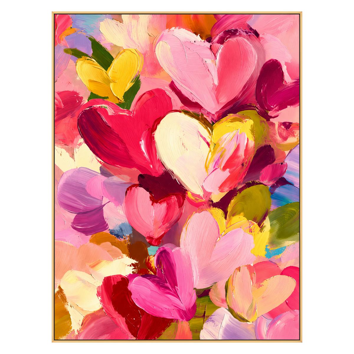 Heart Confetti artwork in a gold frame on a transparent background.