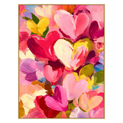 Heart Confetti artwork in a gold frame on a transparent background.