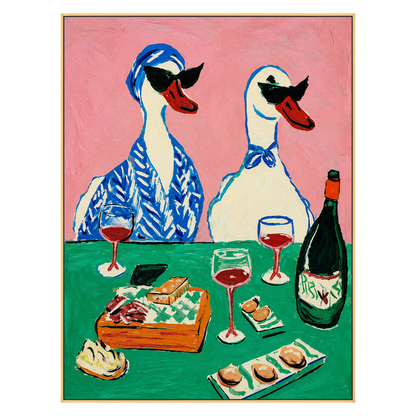 Duck Aperitif artwork in a gold frame on a transparent background.