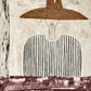 Umber Brim full artwork. An oversized brown hat shades a slender face above a finely striped blouse.