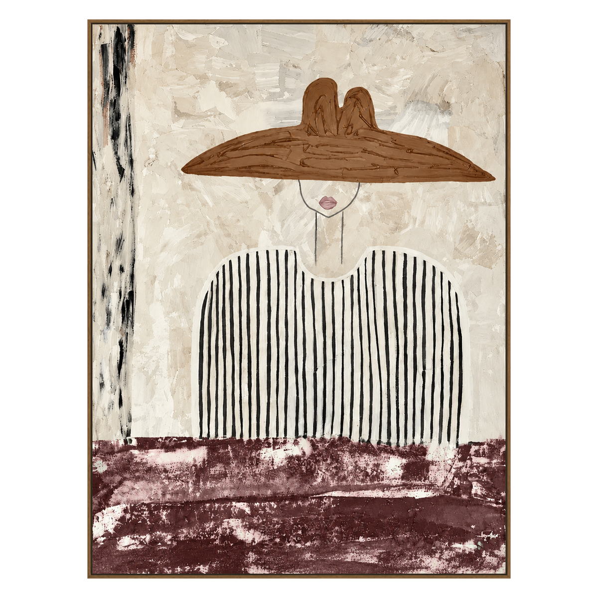 Umber Brim artwork in a natural wood frame on a transparent background.