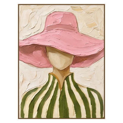 Blush Brim artwork in a natural wood frame on a transparent background.