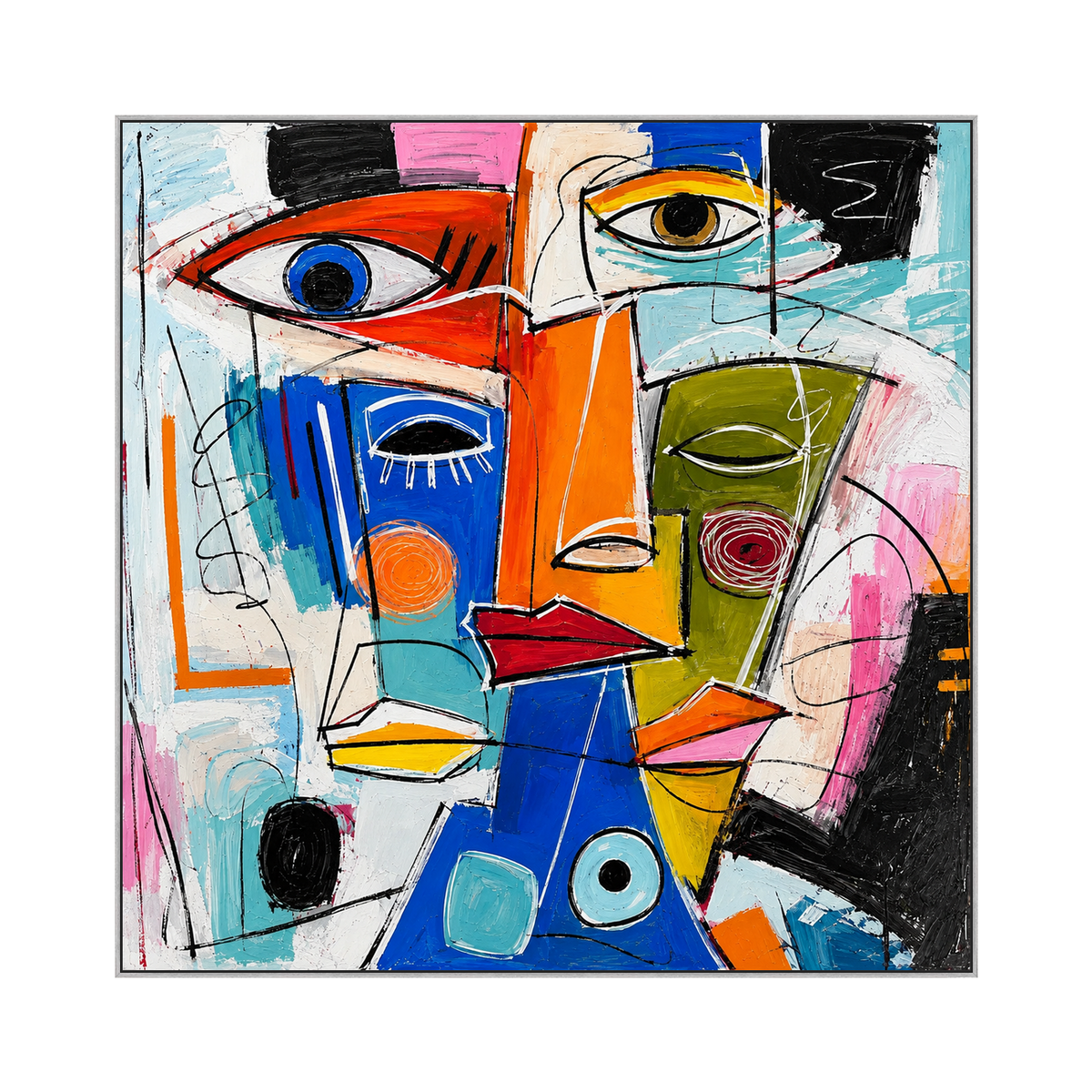 Prism Chorus Wall Art in a silver frame on a transparent background.