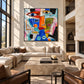 Prism Chorus Wall Art displayed above a cream sectional sofa.