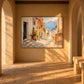Coastal Descent artwork displayed within a recessed hallway wall.