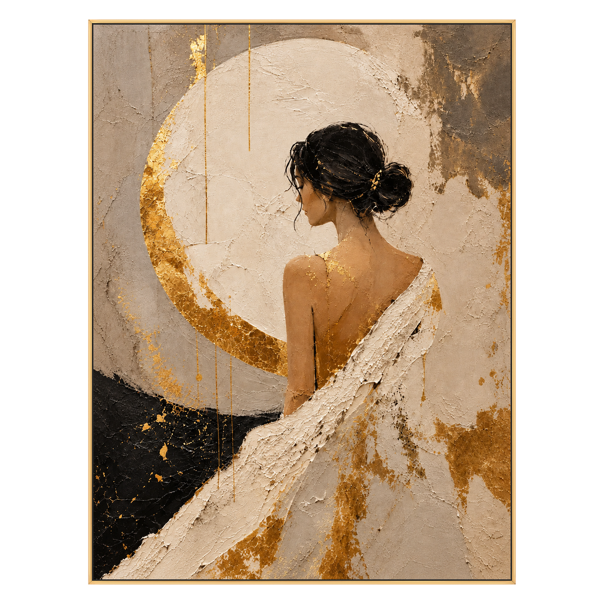 Gilded Reverie artwork in a gold frame on a transparent background.