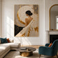 Gilded Reverie artwork displayed above a cream sofa in a living room.
