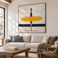 Gull Gathering artwork displayed above a cream sofa.