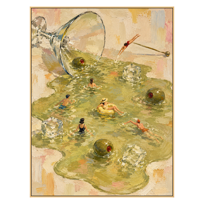 Martini Lagoon artwork in a gold frame on a transparent background.
