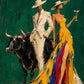 Emerald Soiree full artwork. An elegantly dressed pair stands beside a black bull against a deep emerald background.